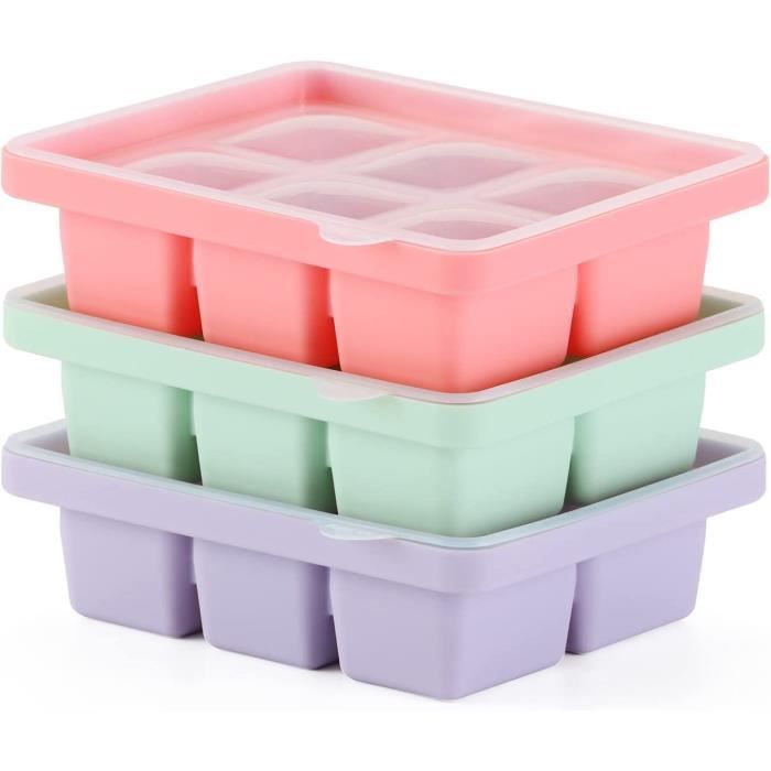 Moules à Glaçons Theuwnee - Lot De 3 Bacs Silicone Avec Couvercles - Glaçons Géants Pour Cocktails Et Bébé