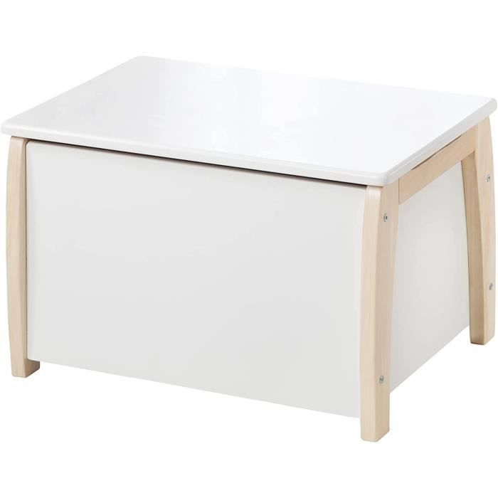 Banc Coffre Enfant Atmosphera En Bois Blanc - 2 En 1 Rangement Et Assise - Dimensions 74,5x34x64 Cm