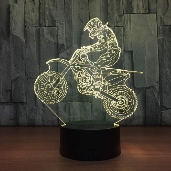 Cross-Country Motorrad 3D Visuelle Illusion Lampe Transparent Acryl  Nachtlicht Led Fairy Lampa Farbwechsel Touch Tischlampe[H5106] - Cdiscount  Maison
