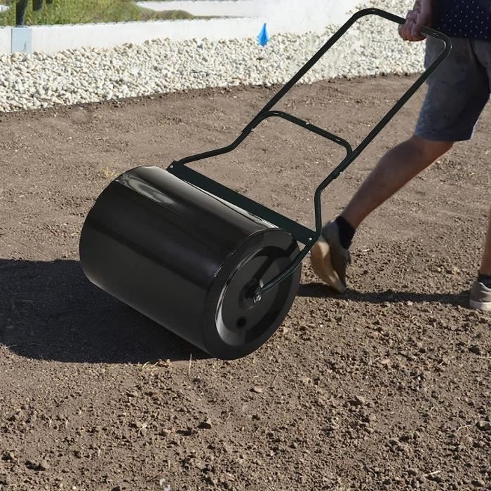 Rouleau Gazon Roller de Pelouse Lourde Noir Remorqué, Bouchet de