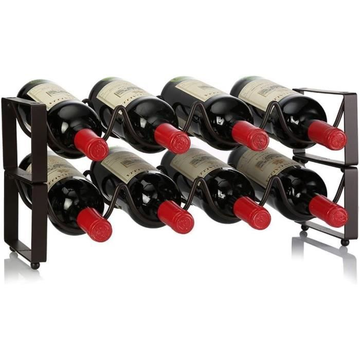 Range-bouteilles Métal Noir - Support 7 Bouteilles, Design Géométrique, Pour Bar/cave