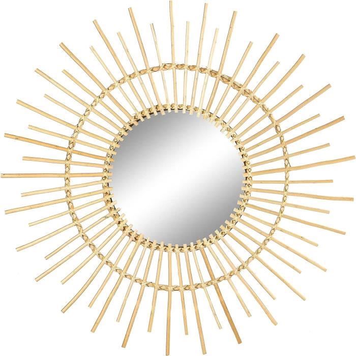 Deco Rotin Miroir Mural Rond à Suspendre De 40 Cm, Miroir Rond En