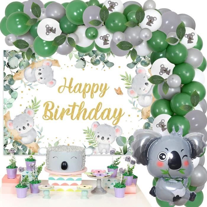 Ballon 18e anniversaire, décoration d'anniversaire 18 ans, 106 pièces  Safari Koala vert blanc ballons avec guirlande Happy Birthday, décoration  de