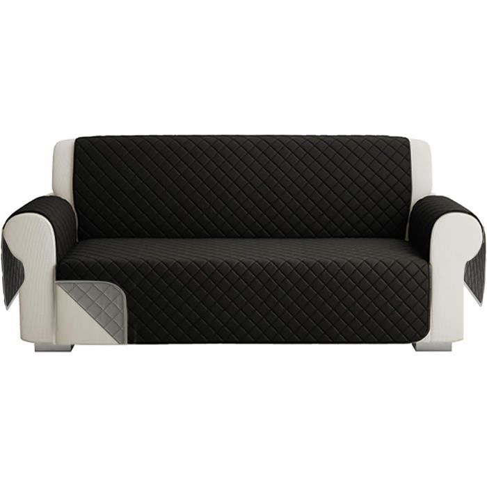 Meigeh Housse De Canapé Élastique 2 Places Avec Accoudoirs - Protège Meuble Anti-Taches, Gris Anthracite, Extensible