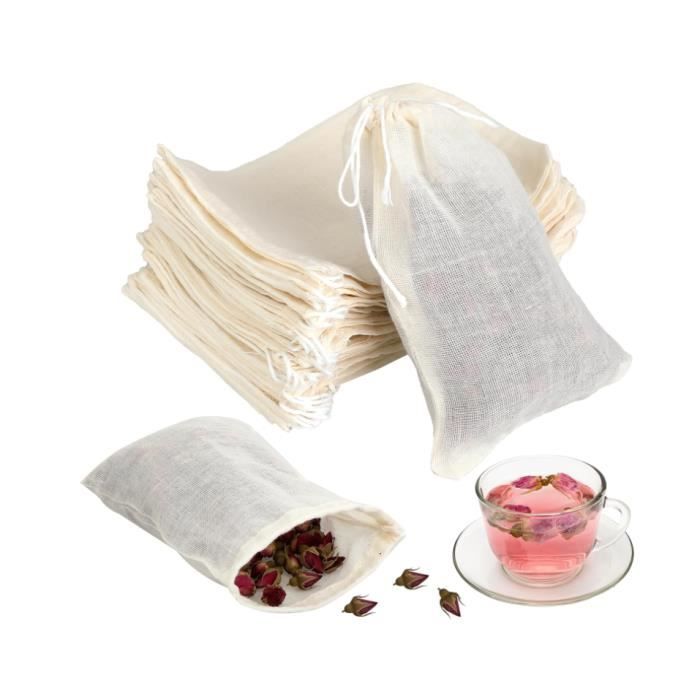 Sachet à épices En Tissu Sachets à Épices Réutilisables - Lot De 30 - Coton 15x10.5 Cm - Cordon De Serrage - Pour Thé, Bouillon, Herbes Sachet Réutilisable Cuisine