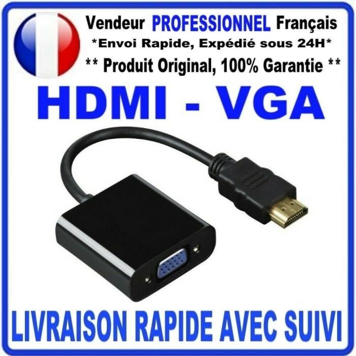 ADAPTATEUR VIDEO CONVERTISSEUR 1080P HDMI MALE VERS VGA FEMELLE (Câble