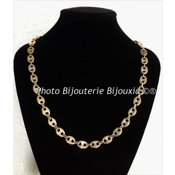 Chaîne HOMME Grain De Café Large 9MM & 70CM Plaqué or 18 CARATS 750/1000 Bijoux Chaîne HOMME Grain De Café Large 9MM & 70CM Plaqué or 18 CARATS 750/1000 Bijoux