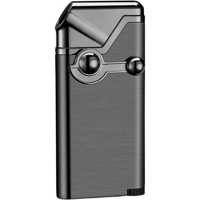 Briquet Torche avec Coupe-Cigare en V, Allume-Cigare Double Flamme Rechargeable au Butane 2 en 1 Coupe-Vent, Allume-Cigare, avec boîte Cadeau ( Butane Non Inclus) (Color : Gris