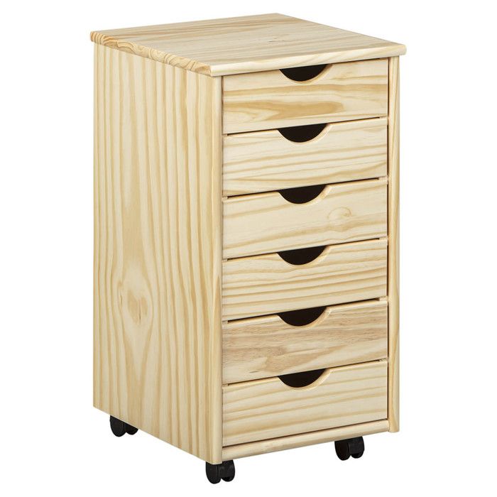 OLIVER - Caisson 6 Tiroirs Bois Massif Naturel