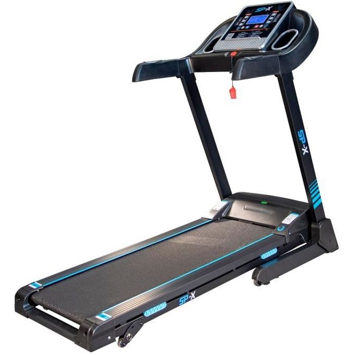 Tapis de course Pliable SPX -14km/h - 2,0 Cv - 12 Programmes - Inclinaison, Capteurs Cardiaque, Ecran LCD, Bluetooth et Haut-Parleur