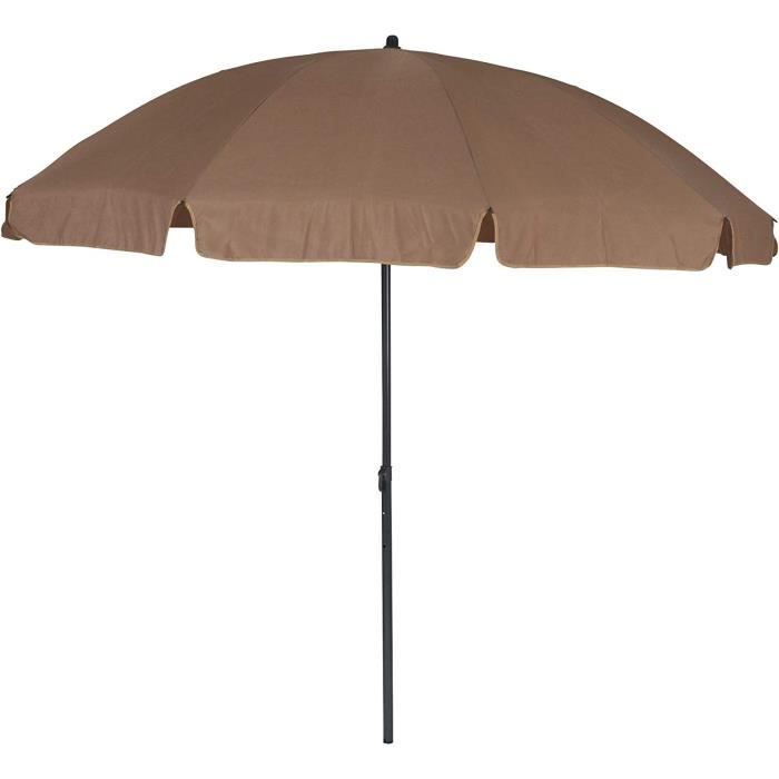 Refue Parasol Anti-UV Plage 220cm - Inclinable 360° - Anti-Vent - Sac Transport Et Ancre Sable Inclus - Noir