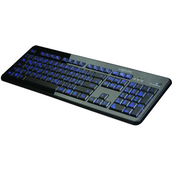 Clavier rétroéclairé – LogiLink – USB – Allemand – Noir – Filaire