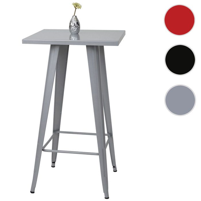 Table haute HWC-A73 métal design industriel 105x60x60cm ~ gris Table haute HWC-A73 métal design industriel 105x60x60cm ~ gris