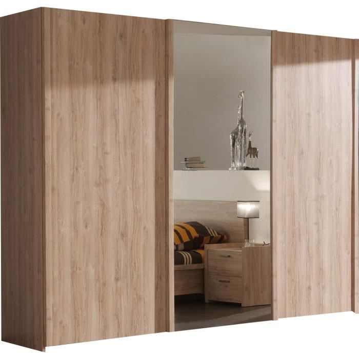 Armoire 250x216 Cm A 2 Portes Coulissantes 1 Porte Miroir