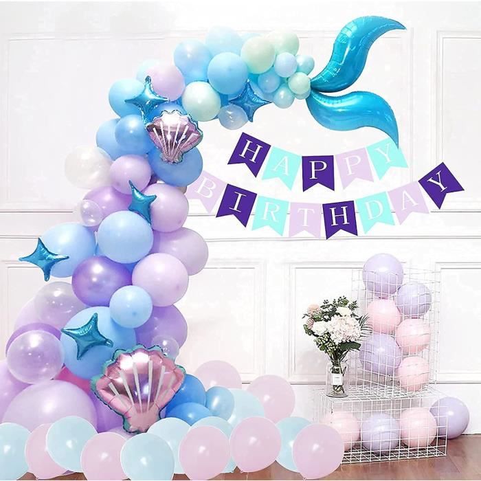 Décoration Fête Sirène Fille - Inclut Couronne Et Ceinture, Kit Anniversaire Thème Marin