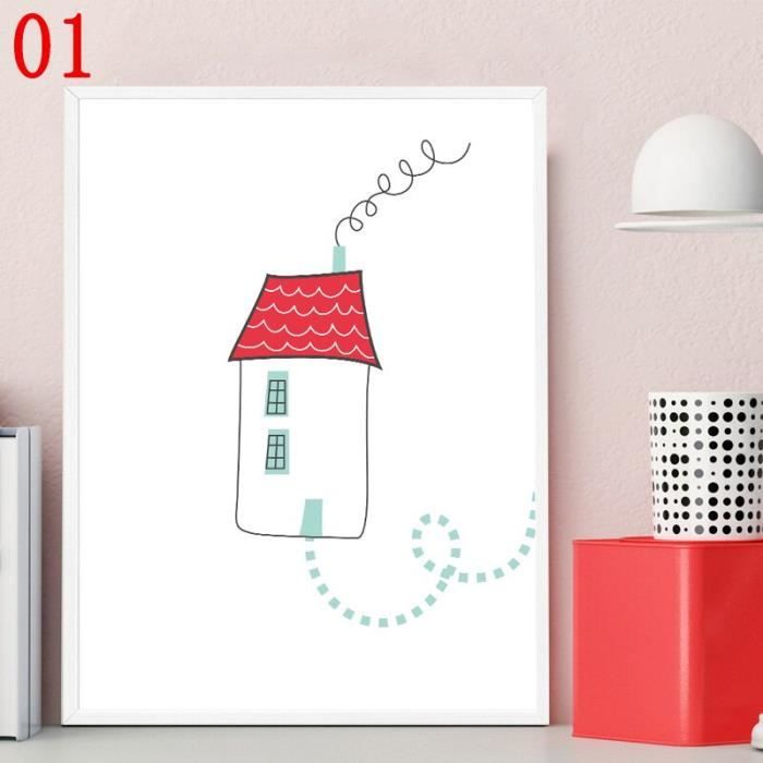 Lb3422 Hd Imprimer Decor A La Maison Affiche Mur Photo Peintures Vintage Dessin Anime Oiseau Nuage Maison Nordique Abstrait Toile Åu Achat Vente Affiche Poster Soldes Sur Cdiscount