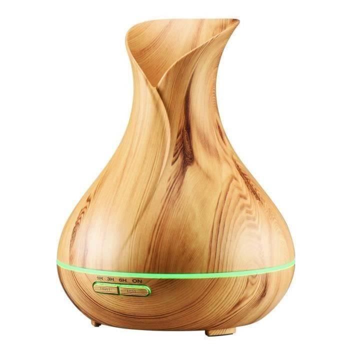 la Lampe de Parfum dhumidificateur de Grain en Bois 400Ml a mené la Conversion colorée YYF Le diffuseur dhuile Essentielle Fonction de synchronisation Color : Dark Wood Grain