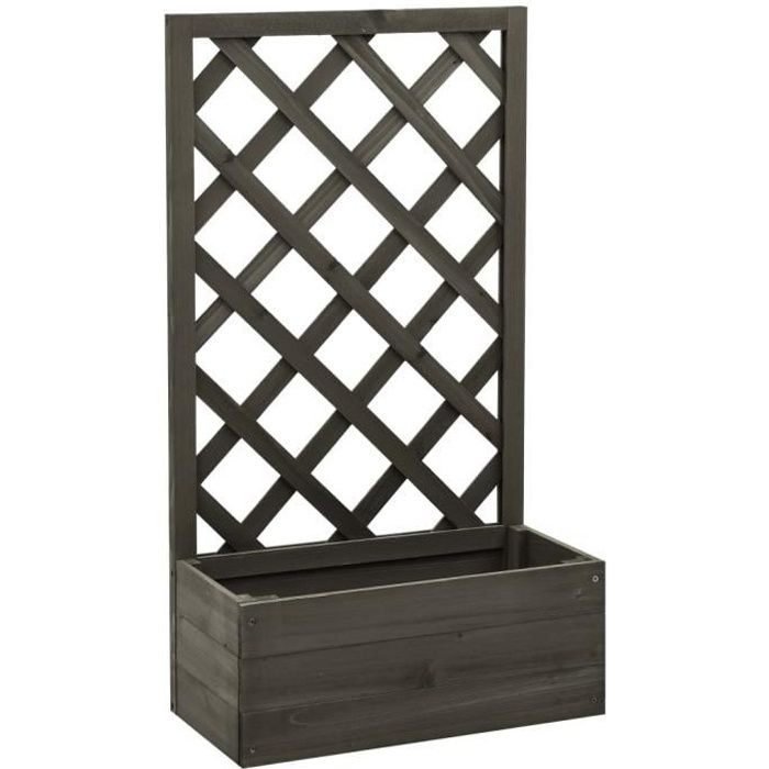 Jardinière avec treillis en bois de sapin massif - Marron - Hauteur 90 cm