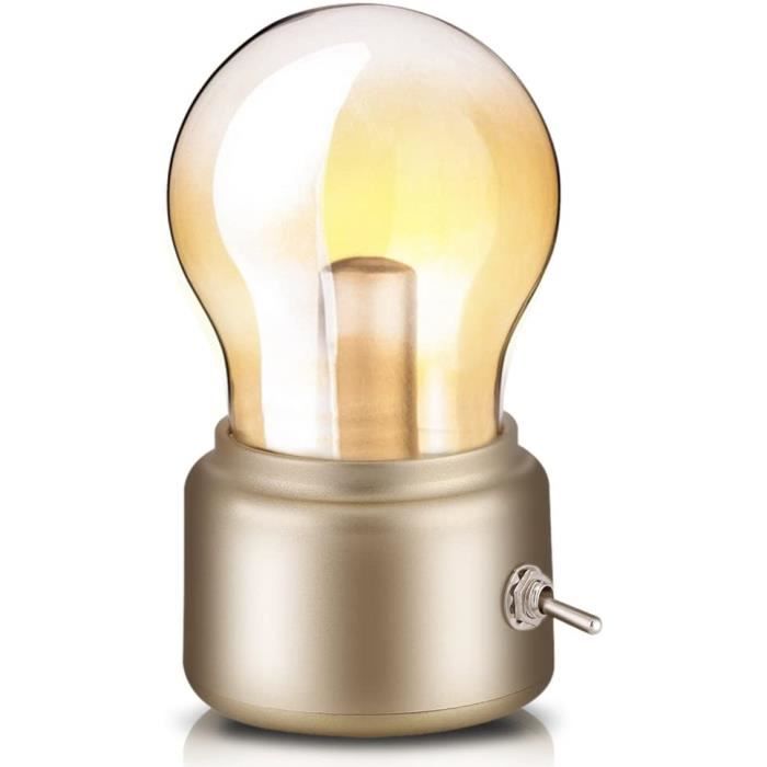 Lampe de Chevet - Vintage - Or - USB Rechargeable - LED - Mini Lampe de Bureau