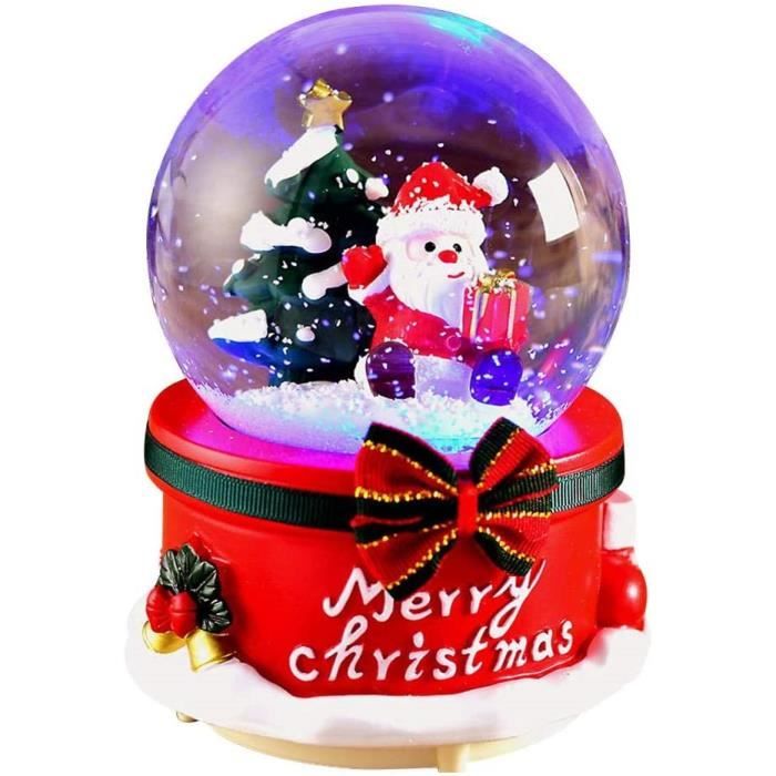 Betteros Décoration De Noël Boule À Neige Musicale Boules À Neige Lumineuses Déco Père Noël Cadeau De Noel pour Enfants 