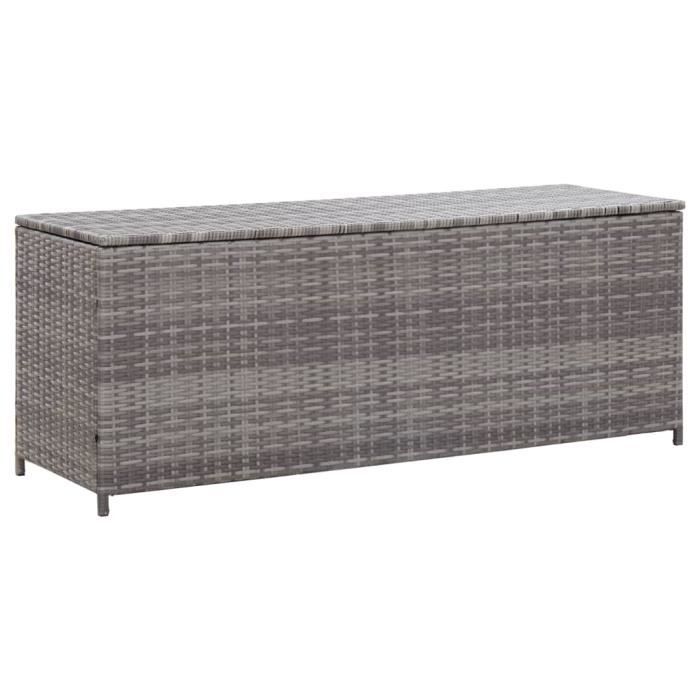 Banc De Rangement Extérieur Résine Tressée Noir - Coffre à Coussins, Jardin Ou Terrasse