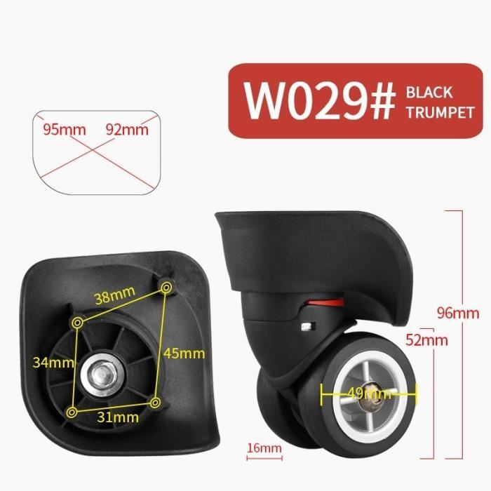 W029 (2PCS) S-Black - Roue de bagage Roues de rechange Accessoires de valise Roulettes universelles Valise à