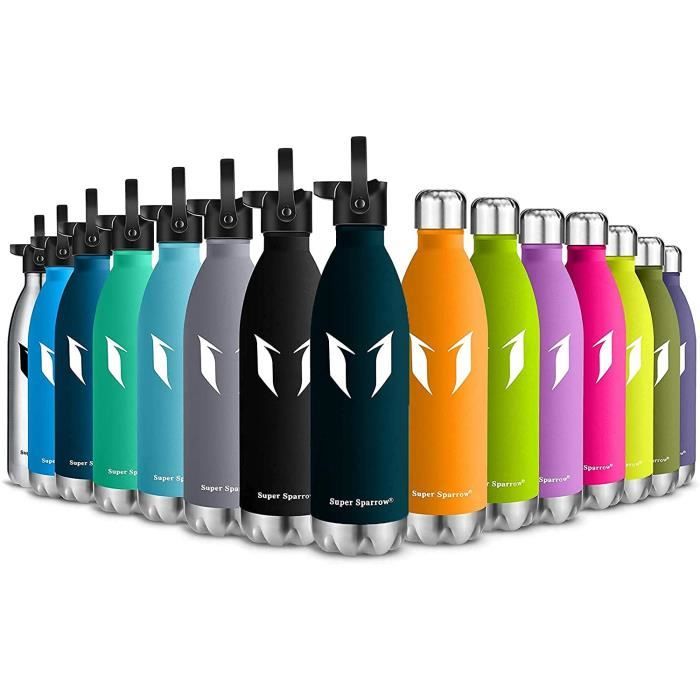 Gourde Isotherme Super Sparrow - Acier Inox 350ml à 950ml - Sans BPA, Garde Chaud/Froid 12h
