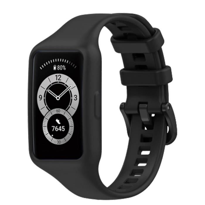 Bracelet - AVIZAR - Huawei Band 7 / 6 Pro / 6 / Honor Band 6 - Silicone Souple - Noir - Ajustable Bracelet - AVIZAR - Huawei Band 7 / 6 Pro / 6 / Honor Band 6 - Silicone Souple - Noir - Ajustable