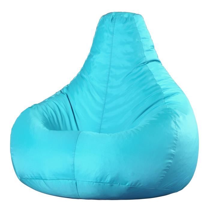 pouf fauteuil recliner - veeva - textile tissé - résistant à l’eau - bleu turquoise