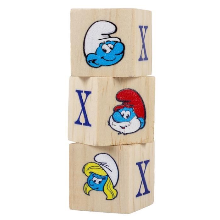 Jeux de société - DUVOPLUS - Set de 18 cubes en bois Schtroumpfs - Enfant - Mixte