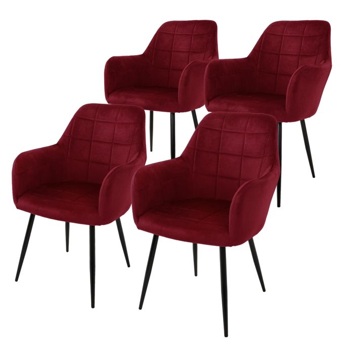 ECD Germany Lot de 4 Chaises de Salle à Manger - Assise Siège Rembourrée en Velours - Structure en Métal - Fauteuil ECD Germany Lot de 4 Chaises de Salle à Manger - Assise Siège Rembourrée en Velours - Structure en Métal - Fauteuil