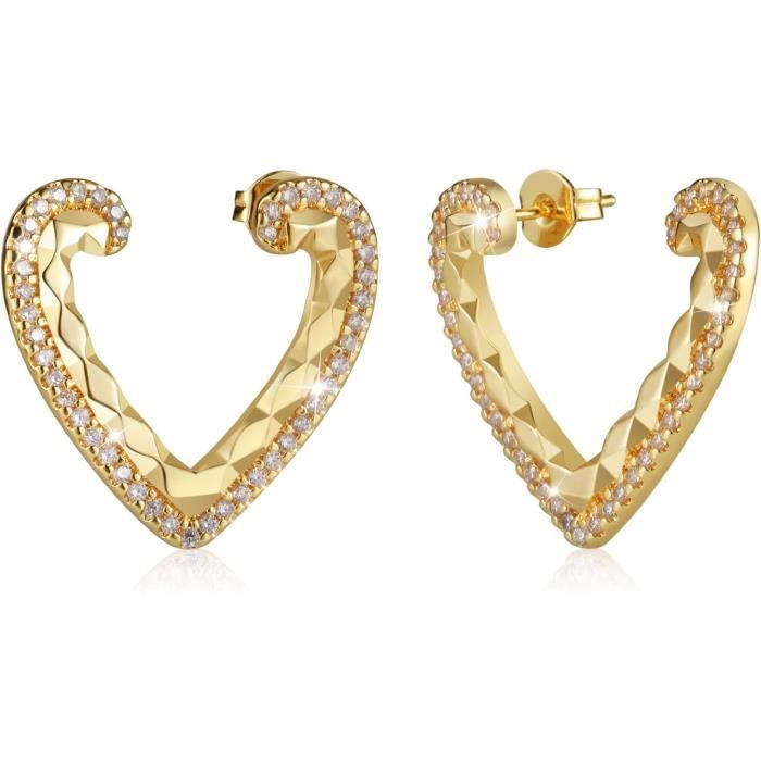 Boucles d'oreilles - or - feuille relief 