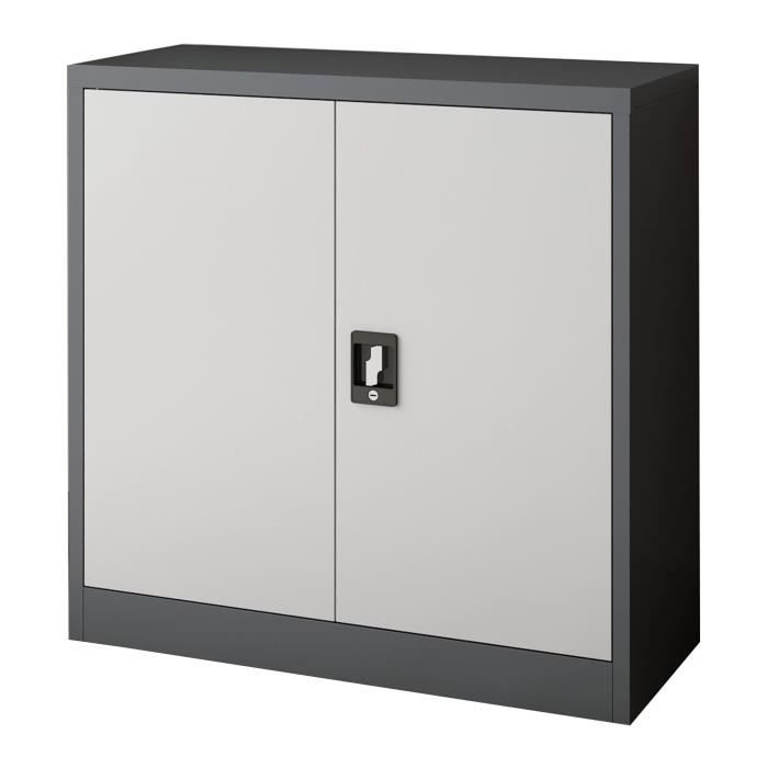 caisson de bureau molise verrouillable à 2 portes 90 x 40 x 90 cm gris foncé et gris clair