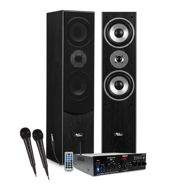 Colonnes Son HIFI/HOME-CINÉMA EVIDENCE ACOUSTICS EA700-BK - 1000W PMPO Ampli stéréo 2x50W USB Bluetooth FM 2 Micros karaoké