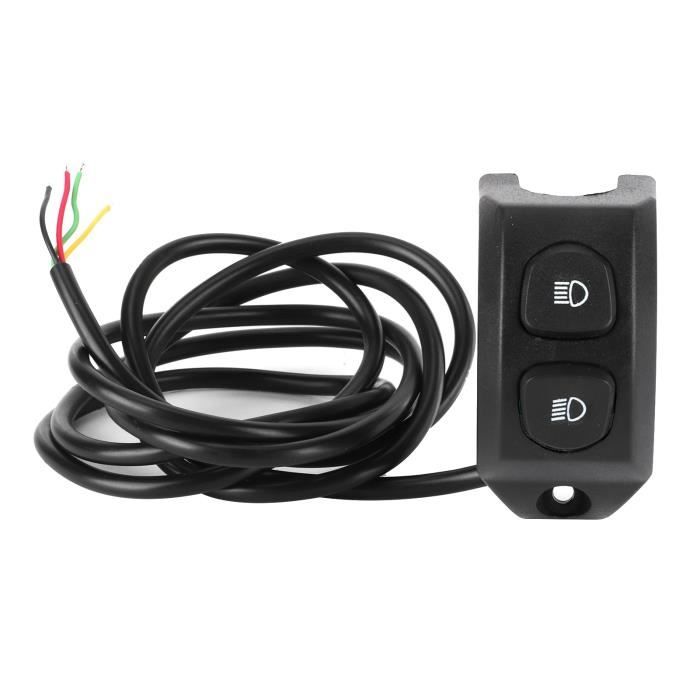 Interrupteur Phare Moto Universel 22 Mm (7/8") - 3 Fils, 3 Positions, étanche IP65, Pour Guidon