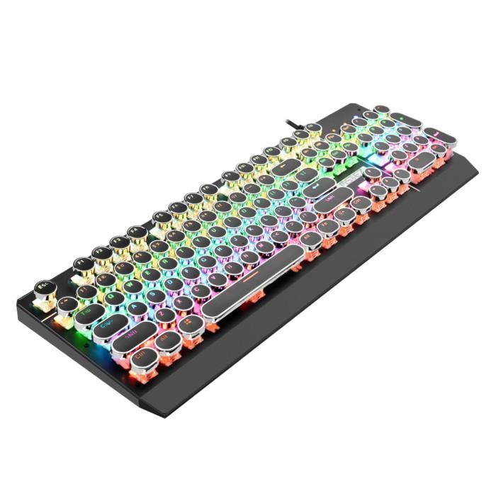 Clavier machine crire axe bleu 104 touches porte cl s rond noir