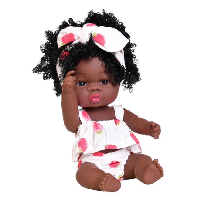 BEL-7423055064590-Poupée noire de fille Poupée bébé Afro-américaine Poupées  Noires Uniques 14 Pouces pour les Filles jeux poupee