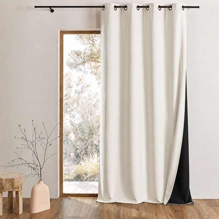 Rideau thermique phonique et semi occultant KONFOR Blanc cassé 250x260 cm