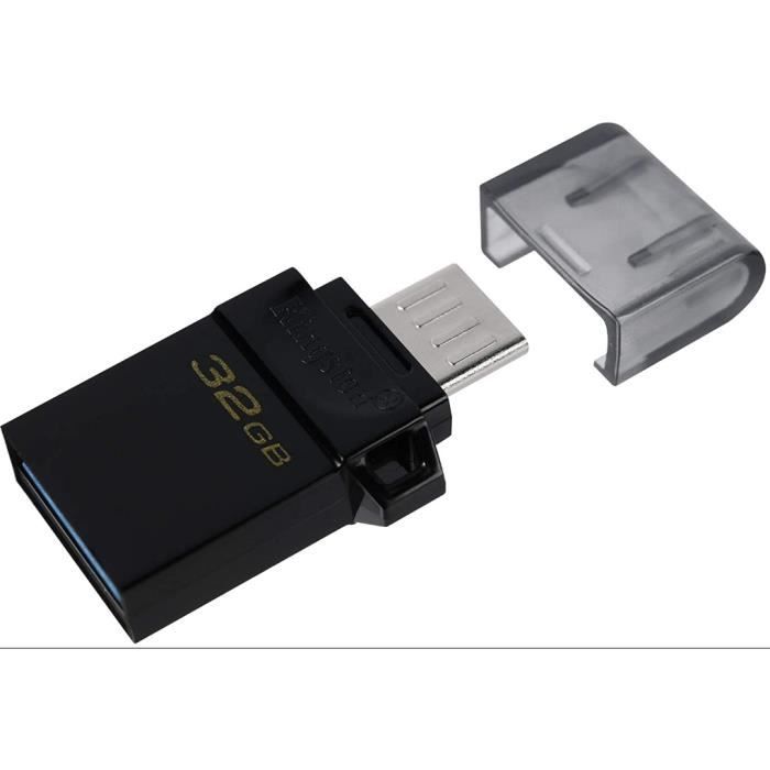 Kingston DataTraveler DTDUO3G2 microDuo3 G2 - 32Go Clé microUSB et USB Type-A ports pour Android OTG Noir