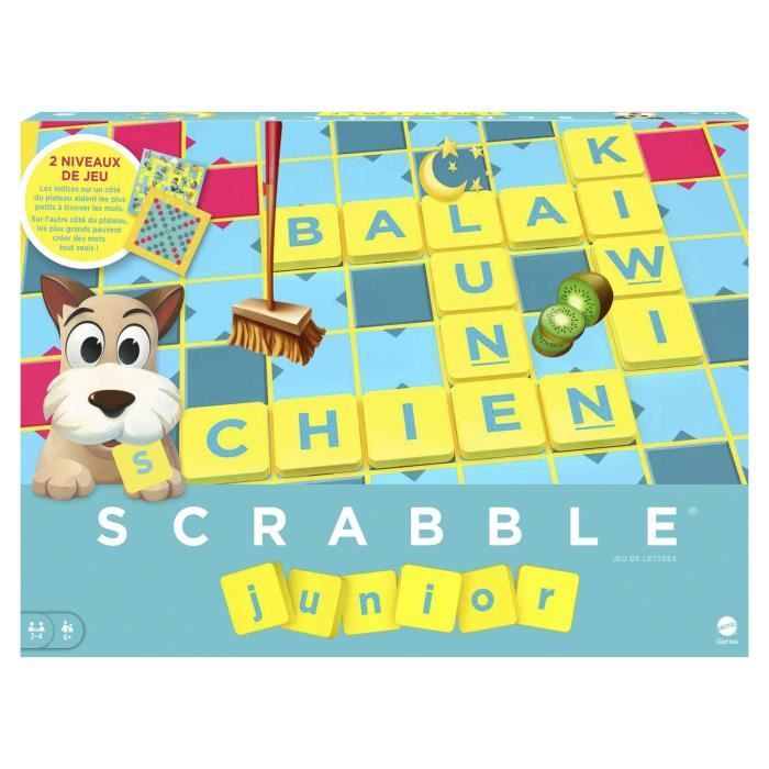 Mattel Games - Scrabble Junior - Jeu de société et de lettres - 2 à 4 joueurs - Dès 6 ans