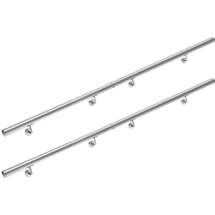 MCTECH® garde-corps en acier inoxydable main courante Rampe descalier 2 poteaux avec/sans traverses pour les escaliers balcon Parapet