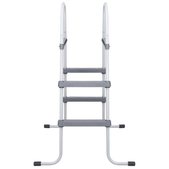 VidaXL Échelle De Piscine Gris 84 Cm En Acier - 2 Marches Antidérapantes - Robuste Et Sécurisée Jusqu'à 150 Kg