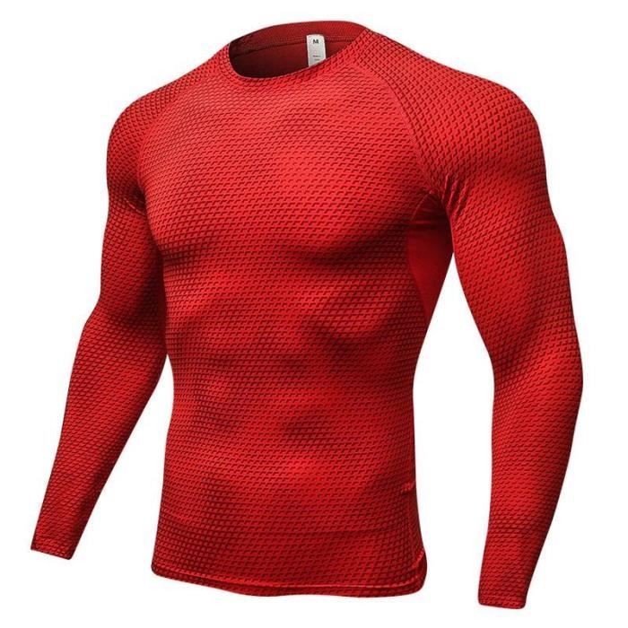 T shirt manche longue rouge homme shop