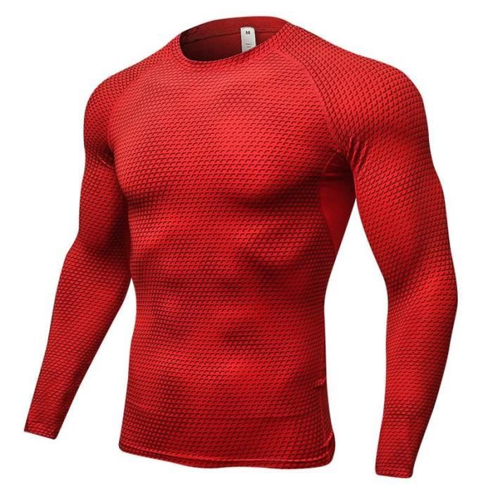 T-shirt de Compression Homme ZEWOW - Manches Longues - Rouge - Fitness  Running Séchage Rapide Rouge - Cdiscount Sport