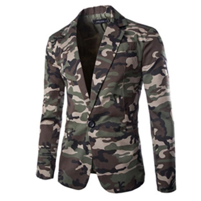 veste homme de Marque Imprime camouflage veste mode decontracte veste slim Nouveau style Printemps costume Vetement Masculin Vert