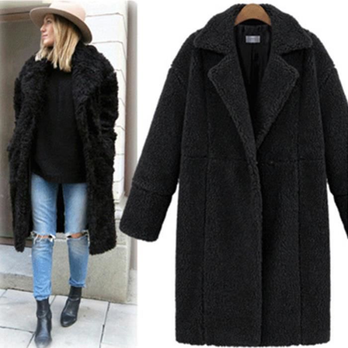 Parka Femme Marque Luxe parka Couleur unie epaisse parka coreen de laine parka Section moyenne et longue L hiver manteau Vetement