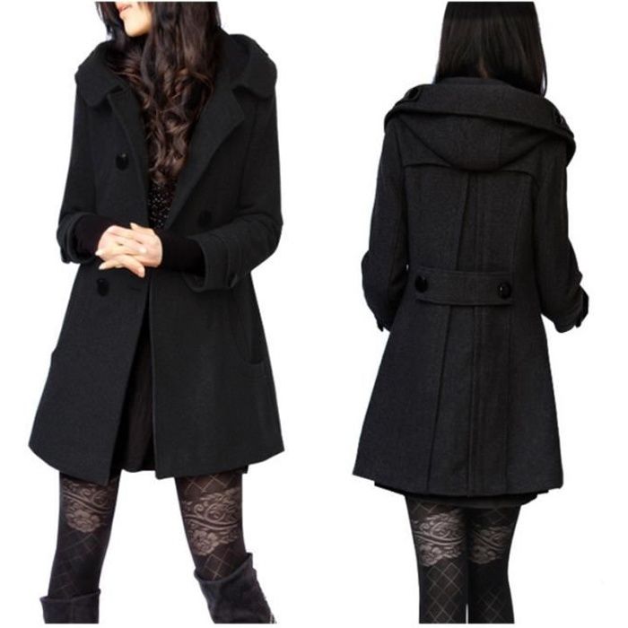 Manteau long Synthétique Fay en coloris Noir Femme Vêtements Manteaux Manteaux longs et manteaux dhiver 