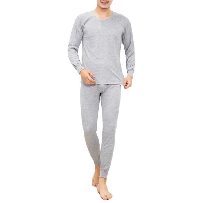 Ensemble Sous-vêtements Thermiques Homme - Haut Manches Longues + Legging - 100% Polyester - Tailles M à 4XL