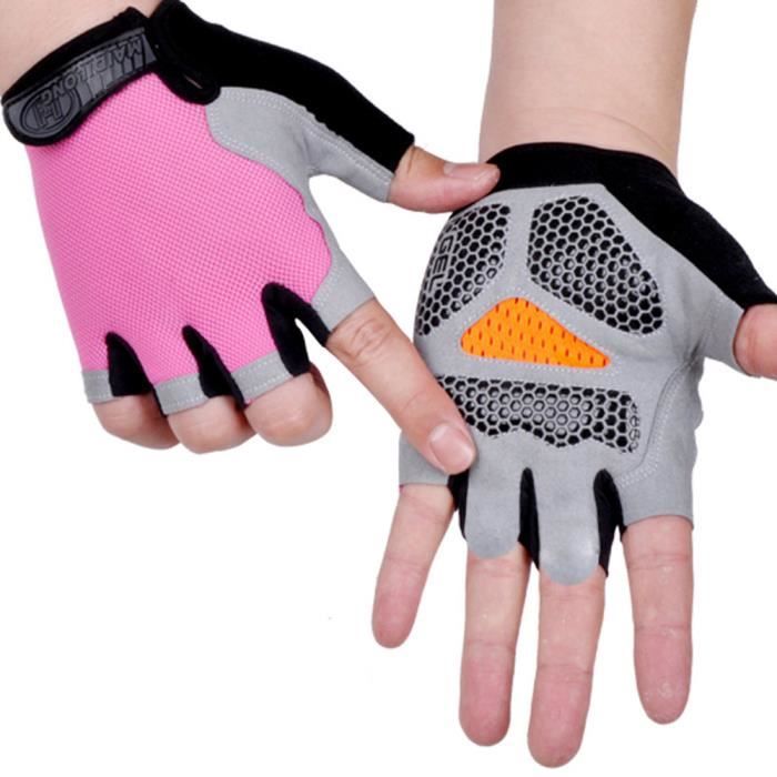 Gants Cyclisme de Vélo Eté Demi Doigt Gant Réfléchissant Gel Bicyclette - FONDUPIN - Rose - Mixte