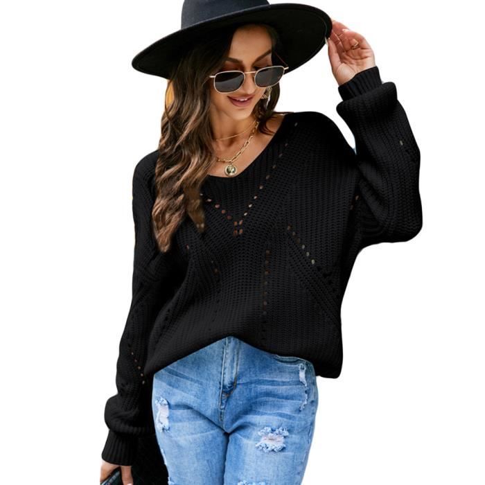Pull loose noir femme hotsell